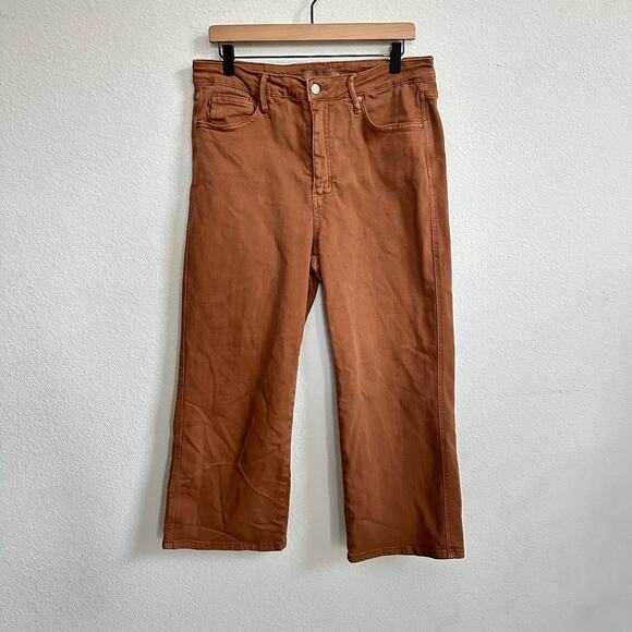 Judy Blue Jeans 15 32 Wide Leg Brown Garment Dyed Stretch Straight Leg Cropped - Picture 1 of 12